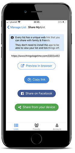 Sharing your gift list